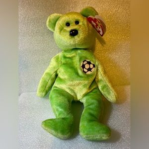 RARE Ty Beanie Babies Kicks The Soccer Bear ERROR
